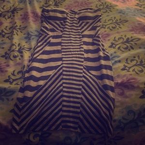 Strapless grey and black dress with green inside